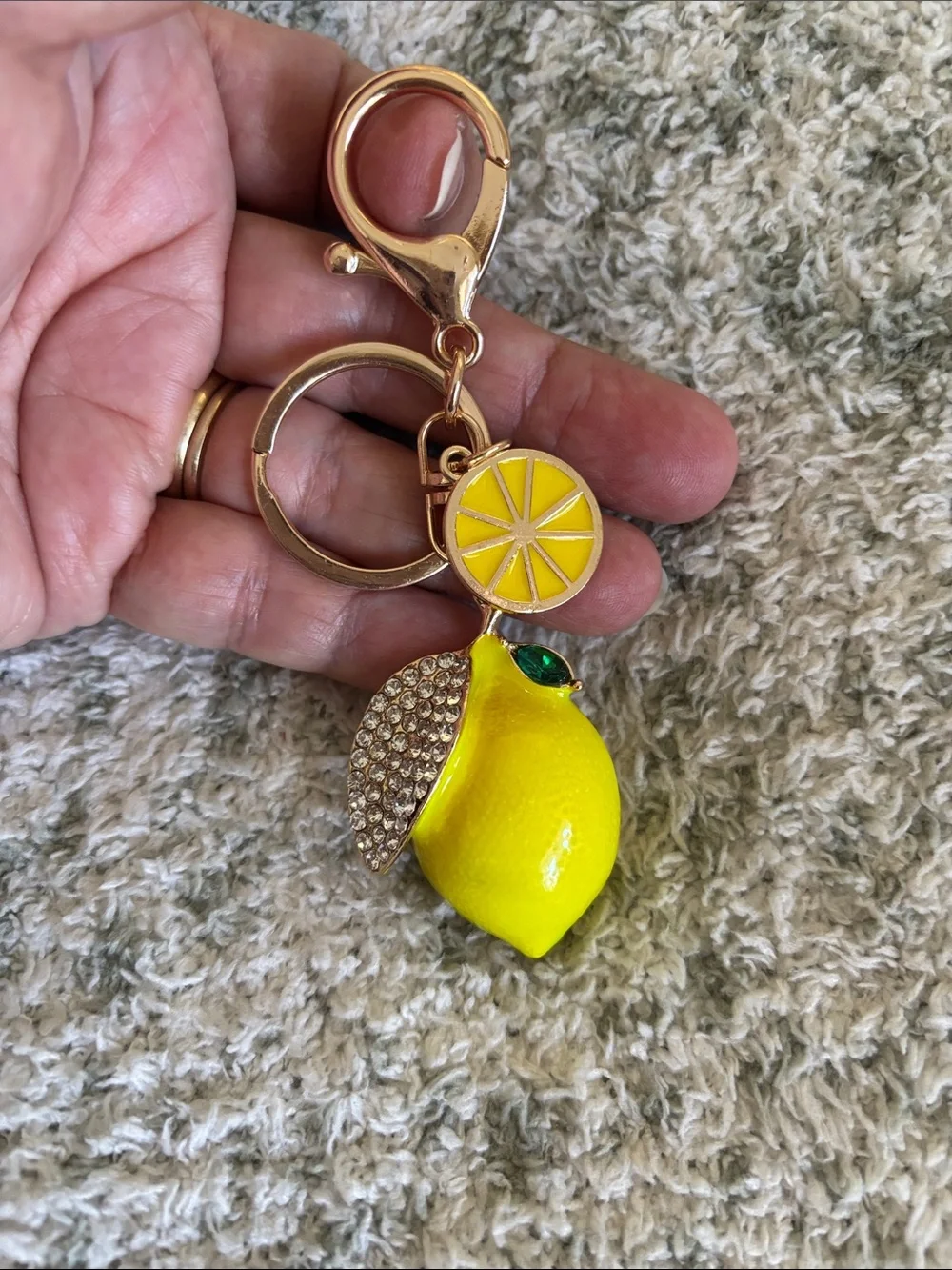 Yellow Lemon Keychain or Bag Charm Pendant NWT 4x1.5”